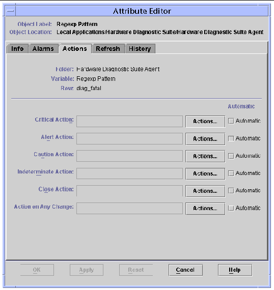 Screen shot of the Attribute Editor's Actions panel.