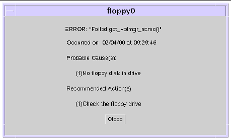 Screen shot showing an example of an error message dialog box.