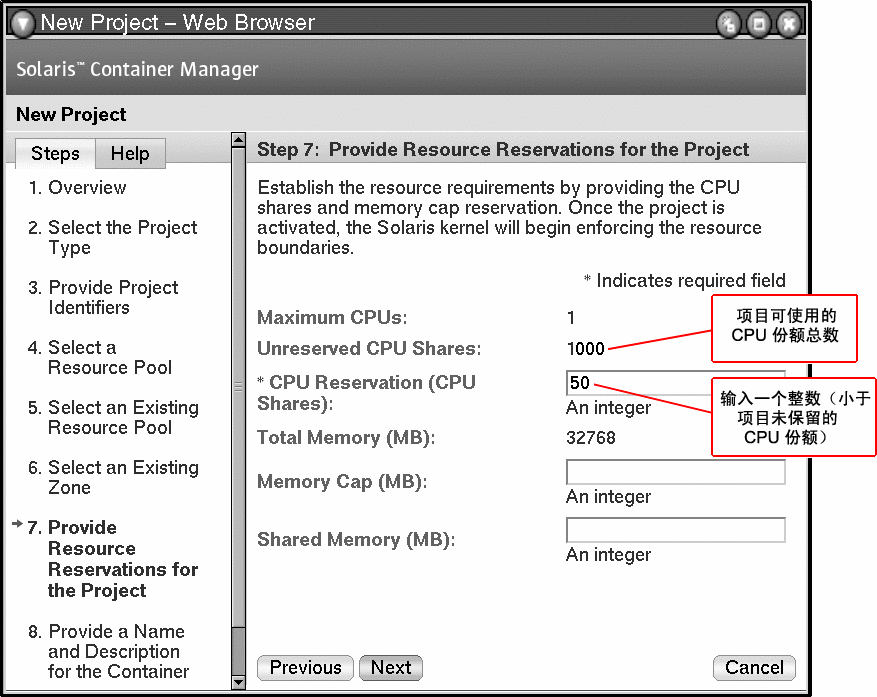 给该项目指定 CPU 份额