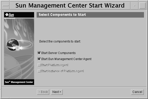 Start Up Components Screen