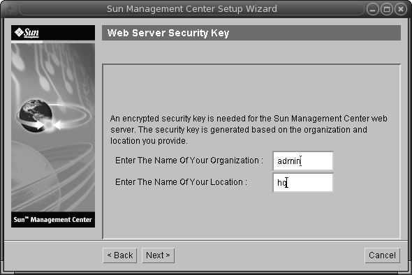 Web Server Security Key Screen