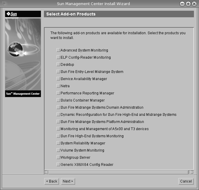 Add-on Products screen