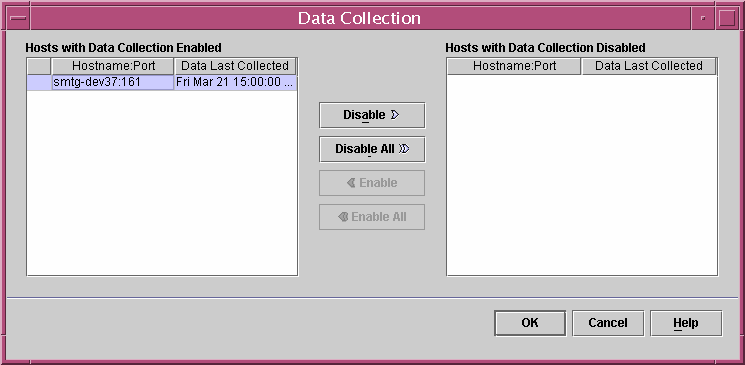 Dialog box titled Data Collection. The context describes
the graphic.