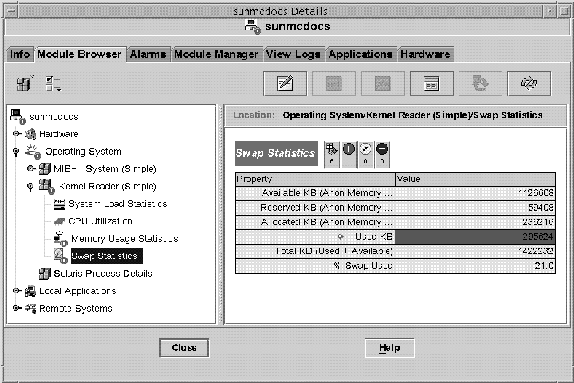 「Module Browser」タブが選択された状態で、左枠に赤色 (重大) アイコン、右枠の「Used KB」 行を赤で表示した「Details」ウィンドウ。 