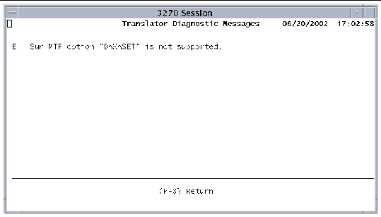 Screen shot showing the CECI Translator Diagnostic Messages screen.