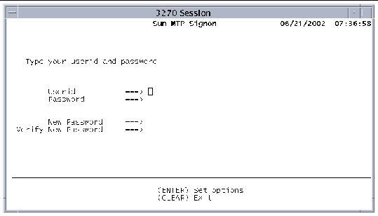 Screen shot showing the Signon screen that displays when you type the CESN transaction.