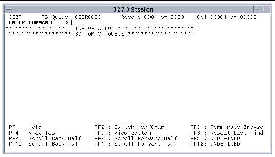 Screen shot showing the CEBR transaction screen.