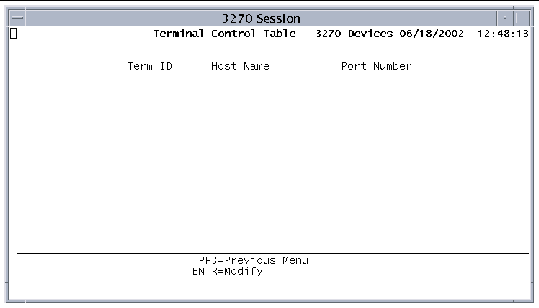 Screen shot showing the TCT 3270 Devices host and port screen.