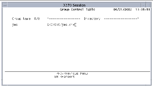 Screen shot showing how to define the jms group in the GCT.