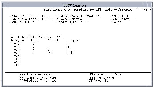 Screen shot showing a Default definition in the Data Conversion Templates Detail Table.