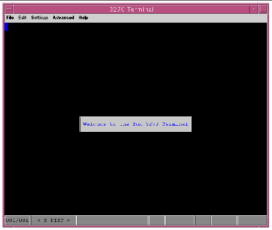 Screen shot showing the disconnected emulator window with a welcome message.