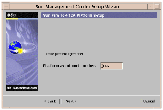 Screen capture of the panel for setting the platform agent port number. 