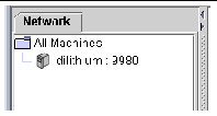 Screen shot showing the Network tab in the Sun MAT GUI. It contains an entry for a machine.
