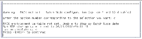 Screen shot showing the messages that are displayed when you select the Display (D) option on the Date/Time Configuration Utility menu.