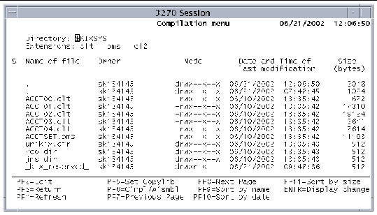 Screen shot showing the Compilation Menu.