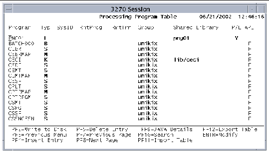 Screen shot showing the PPT main screen. The program PNG01 has a shared library named png01.