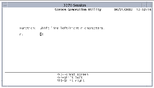 Screen shot showing the Shift Line screen.