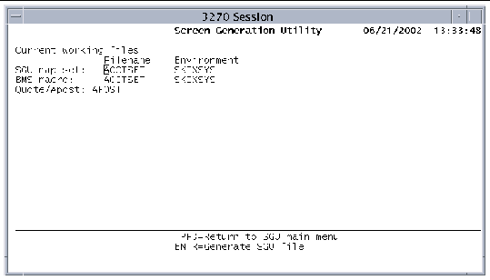 Screen shot showing the screen to generate an SGU file.