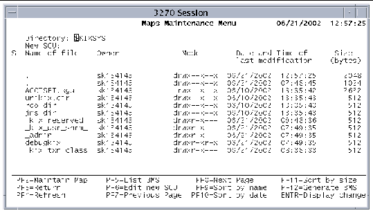 Screen shot showing the Screen Generation Utility Maps Maintenance Menu.