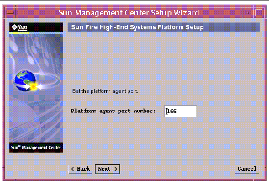 Screen capture of the panel for setting the platform agent port number. 