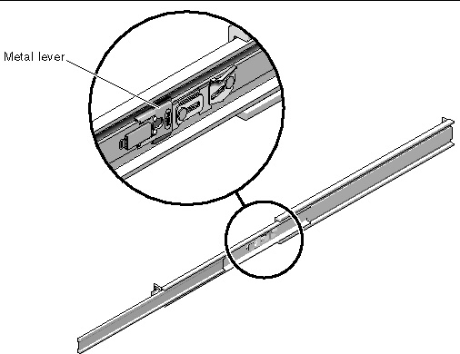 Image showing the metal lever is near the rear end of the mounting bracket