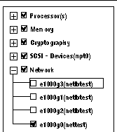 Figure showing test selection area in the SunVTS GUI.