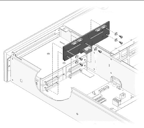 Figure showing the replacement of the SAS disk backplane.