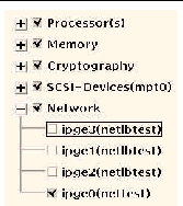 Figure showing a small portion of the test selection area in the SunVTS GUI.