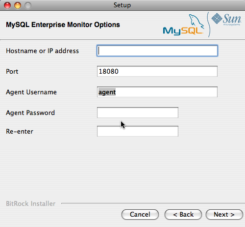 MySQL Enterprise Service Agent のインストール:
                Mac OS X -MySQL Enterprise Service Manager のオプション