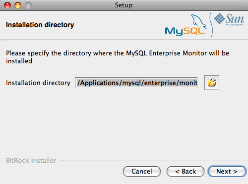 MySQL Monitor のインストール:
                OS X -インストールディレクトリ