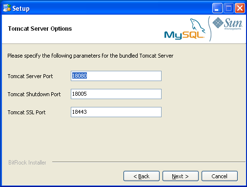 MySQL Monitor のインストール:
                Windows -Tomcat Server オプション