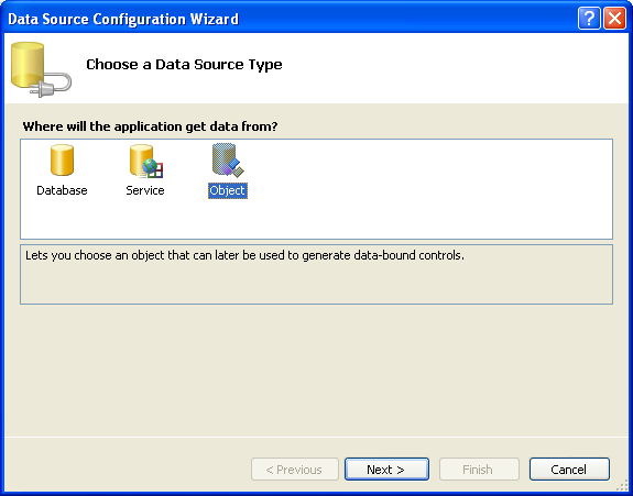 Entity Data Source Configuration Wizard
              Screen 1