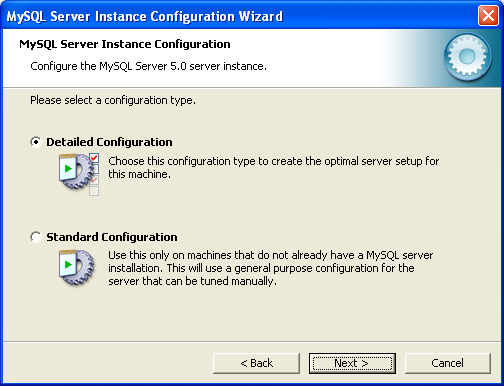 MySQL Server Instance Config Wizard:
          Configuration Type