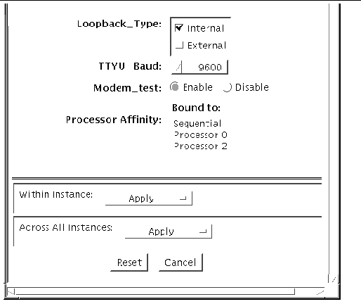 Screenshot of the bottom section of the ssptest Test Parameter Options dialog box.