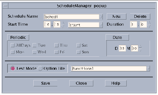 Screenshot of Schedule Manager dialog box.
