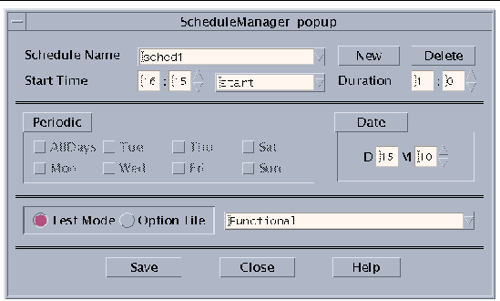 Screenshot of the Schedule Manager dialog box.