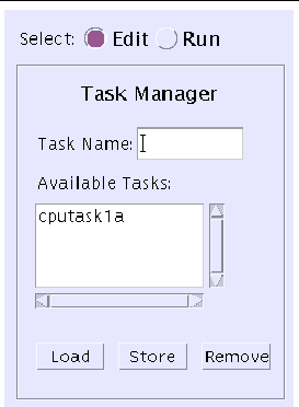 Screenshot of the SunVTS Task Manager dialog box.