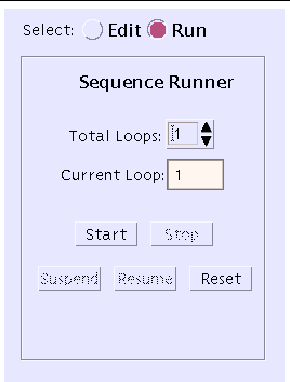 Screenshot of the SunVTS Sequence Runner dialog box.