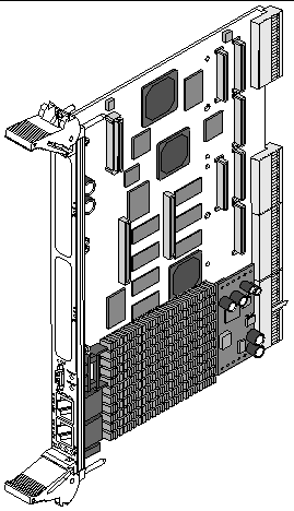This illustration shows a typical Netra CP2160 board assembly with the heat sink.