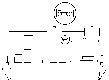 Figure showing the location of the S1301 DIP switch bank.