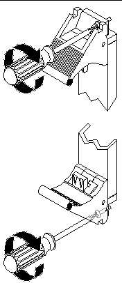 Figure showing how to secure the screws on the board ejector levers.