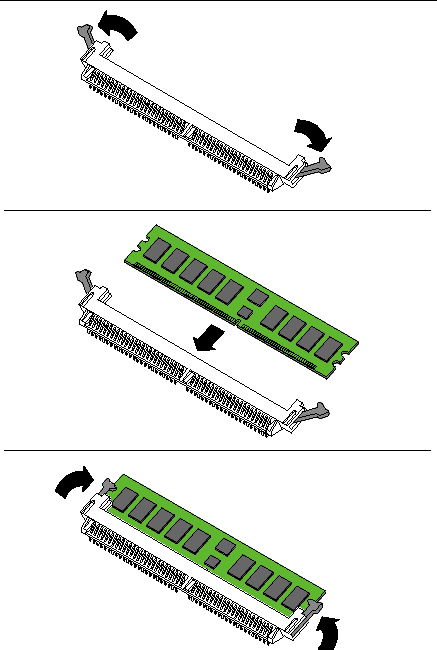 Figure showing how to install a memory modules.