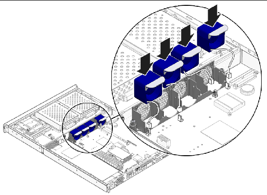 Figure shows location of power cable connectors on system board.