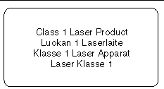 Graphique illustrant l'avis de conformité des appareils laser de classe 1