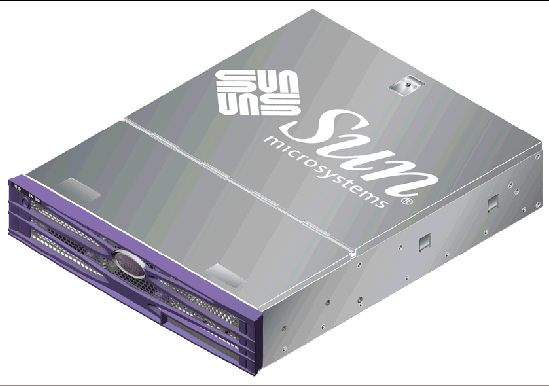 Figure shows an isometric view of Sun Fire V240 Server.