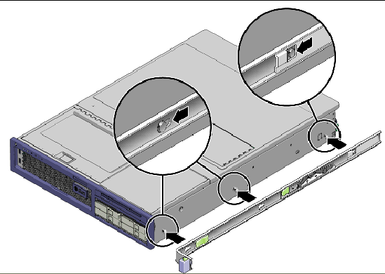 Image shows the mounting bracket attaching to three locating pins on the side of the chassis.
