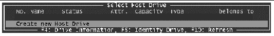 Screen capture of the window the user uses to select which installed hard drive will be the Host drive.
