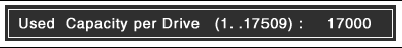 Screen capture of window used to enter capacity of selected Host drive. The preceding text explains the text of the screen capture.