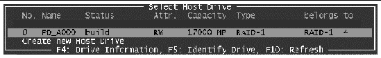 Screen capture showing the window the user uses to start the Host drive build process. The following step explains the screen capture text.