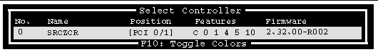 Screen capture of installed RAID controller information.
